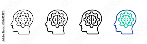 Psychology Icon Collection Different Style Outline