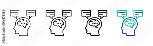 Linguistic Intelligence Icon Collection Different Style Outline