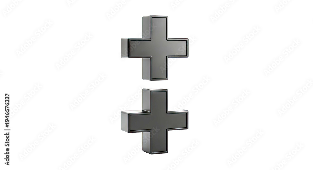 Obraz premium Two Black 3D Plus Signs
