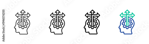 Cognitive Flexibility Icon Collection Different Style Outline