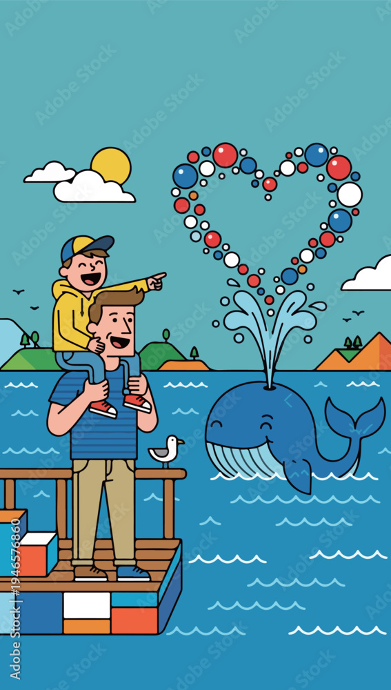 Fototapeta premium Father and Son Whale Watching