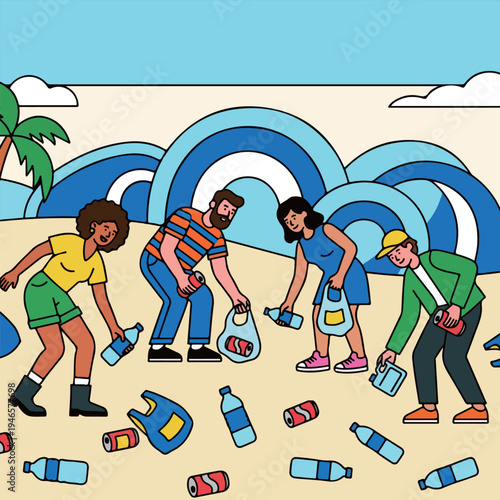 Beach Cleanup Illustration