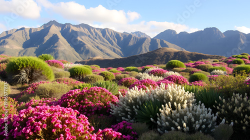 Fynbos  -  belt of natural shrubland vegetation located in the  Cape provinces of South Africa.