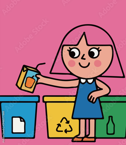 Girl Recycling Juice Box