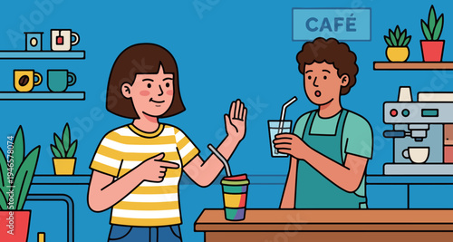 Customer and Barista at a Cafe