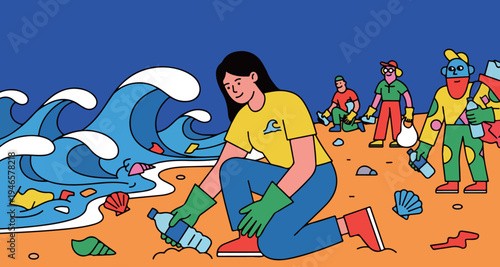 Beach Cleanup Illustration