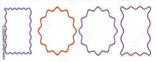 retro wavy pattern frame set scalloped ellipse,eps.10