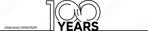 One Hundred Years Anniversary Continuous Line Art Design on White Background