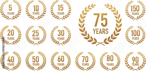 Golden Anniversary Laurel Wreaths Collection for Celebration Milestones and Achievements