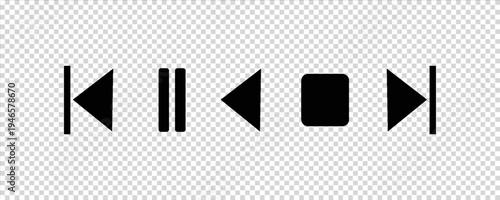  Play and pause buttons - vector icon illustration design. Video Audio Player. Player Button set icon symbol – vector. Play and pause vector button black icons isolated on transparent . EPS 10 .