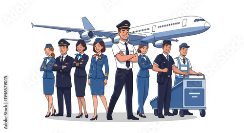 Airline Crew Team Standing Together.