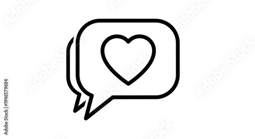 Speech bubble with heart icon inside representing love message.