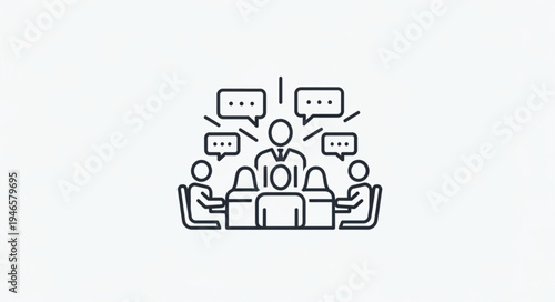 Team meeting discussion and communication concept illustration.