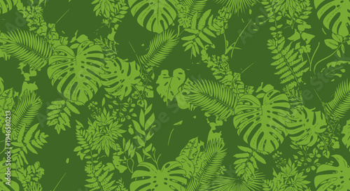 Green Fern Leaves Close Up.