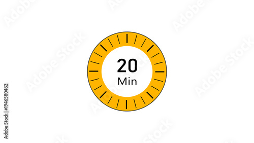 20 min clock icon illustration. clock 20 minutes isolated on white background illustration. and creating a stunning illustration.4k illustration.