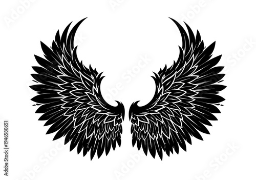 Black Angel Wings Vector Illustration for Creative Design Projects and Graphic Applications