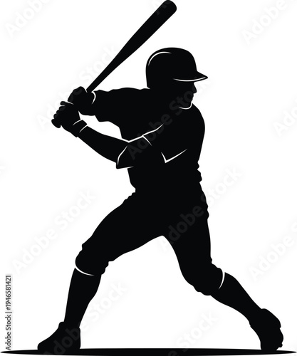 Baseball player in batting stance with a bat ready to hit