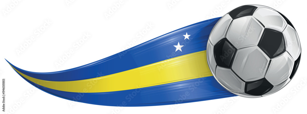 Obraz premium Soccer ball with the curaçao flag, realistic effect. vector illustration, isolated on white background