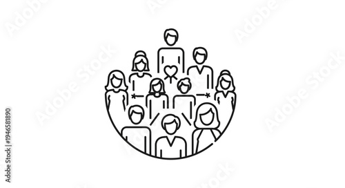 Diverse group of people standing together in a semi-circle formation.