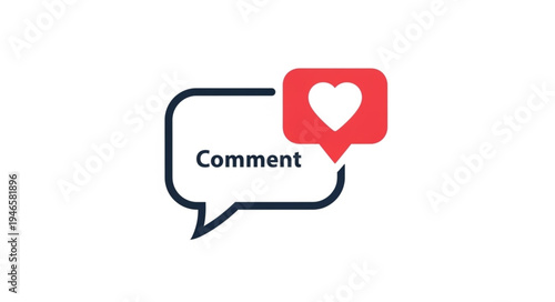 Social media comment icon with heart symbol.