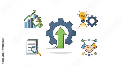 Business growth and development concept with icons.