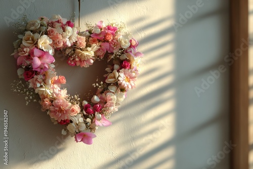 Heart-shaped wreath made of flowers