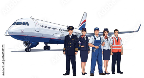 Airline Crew Members Stand Together.