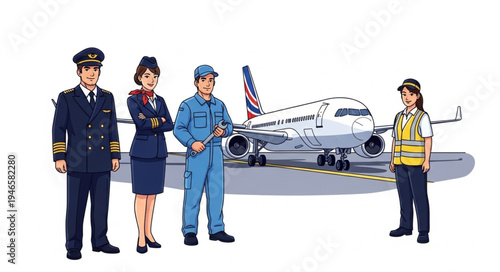 Airline Crew Members Stand Together.