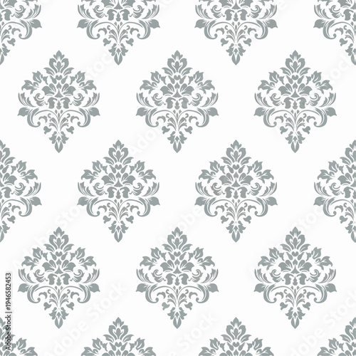 Sophisticated ornamental damask wallpaper with traditional floral patterns and antique elegance
