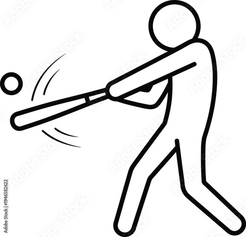 Vector illustration of a person swinging a baseball bat hitting a ball