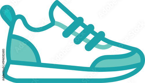 Vector graphic illustration of a white sneaker on a teal background