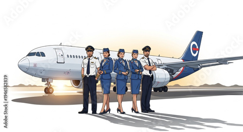 Airline Crew Stand By Plane.