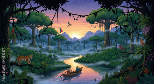 Sunset in the forest