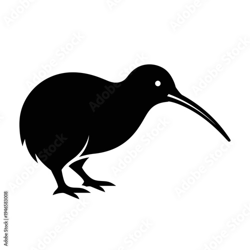 Black silhouette of a kiwi bird.