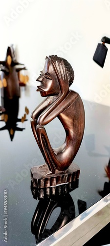 Traditional Angolan Wooden Sculpture O Pensador The Thinker