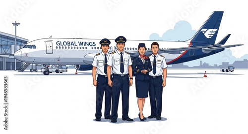 Airline Crew Stand on Tarmac.