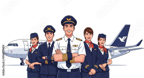 Airline Crew Standing in Front.