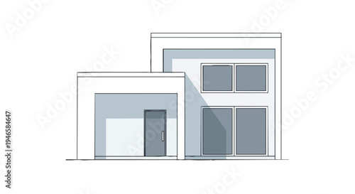 Modern minimalist house design vector illustration showcasing contemporary residential architecture with clean lines and geometric shapes for