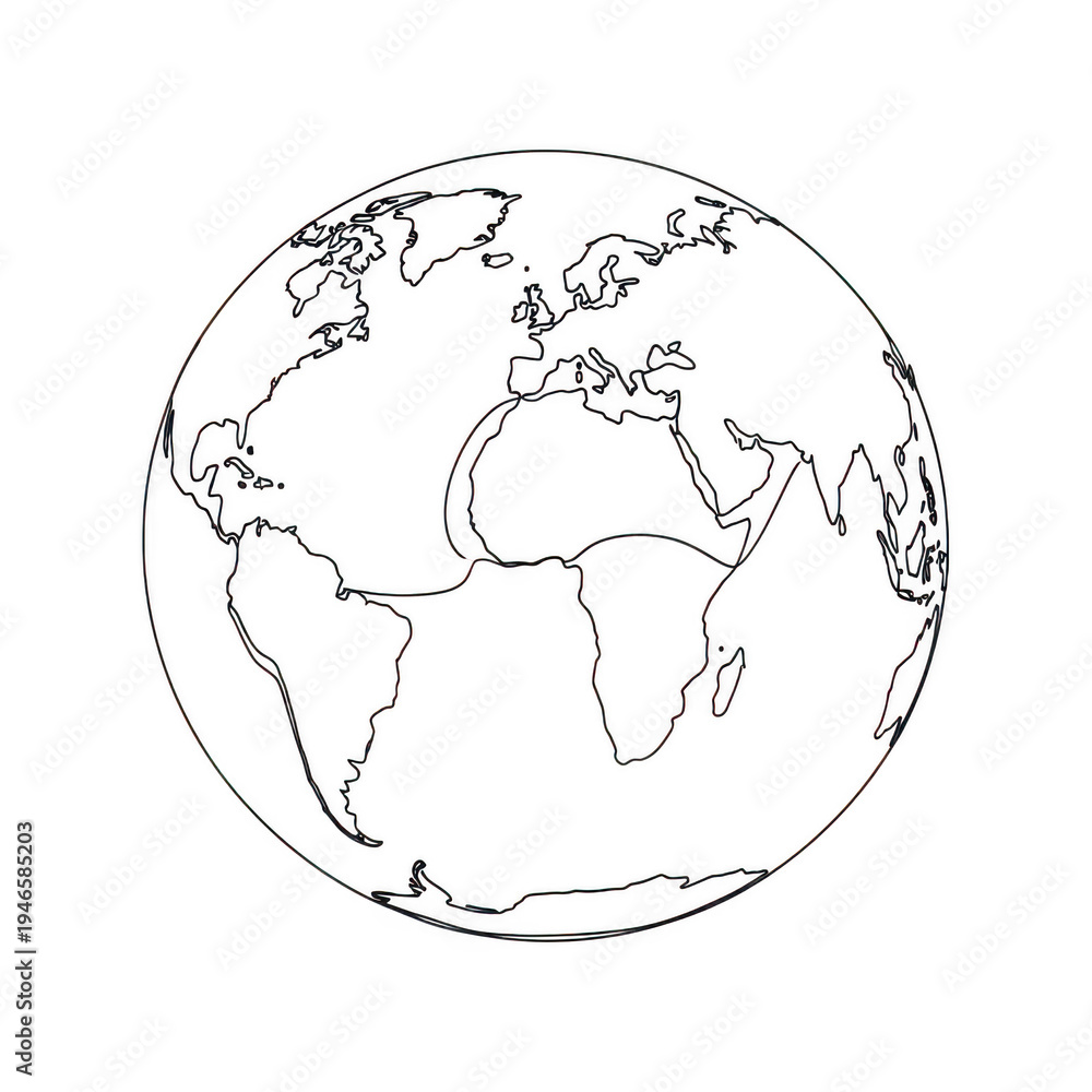 Obraz premium Global map outline isolated on transparent background