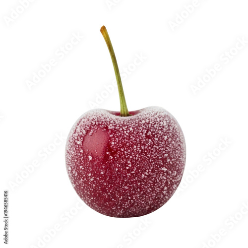 Frozen cherry with frost isolated On Transparent Background