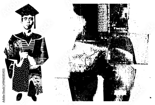 Student in cap and gown with diploma, academic attire, graduation ceremony, degree recipient, scholar, university graduate, educational milestone.