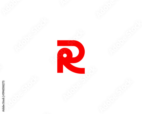 Modern letter R vector logo monogram in minimal geometric style. Typographic symbol for corporate branding, technology startups, digital companies and contemporary brand identity.