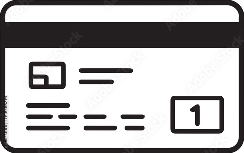 Modern design of a credit card back in sleek black and white, conveying a sense of financial transaction security and technological innovation.