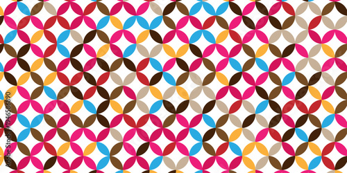 Abstract trendy meatball circle overlapping vector colorful repeat scales fabric textile clothing wallpaper texture design.