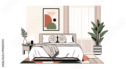 minimalist bedroom interior design with elegant decor and soothing color palette for serene living spaces