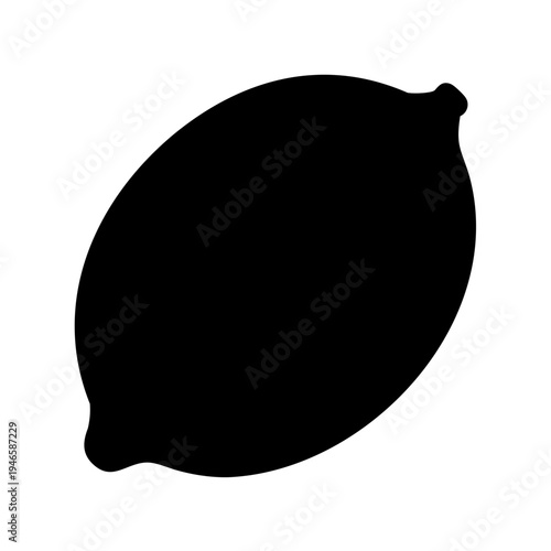 Simple black silhouette of a lemon fruit on a white background