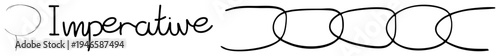 Script style word imperative, chain, command symbol, directive text, call to action graphic, minimalist typography, black.