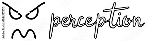 Frowning face representing biased viewpoint, perception distortion, skewed judgment, visual metaphor, psychological concept, opinion bias, cognitive misinterpretation.