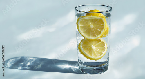 A glass of lemon sparkling water