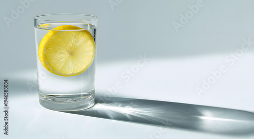 A glass of lemon sparkling water